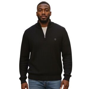 Chaps 1/4 Zip Sweater Large Grey Cozy Warm Logo Crest